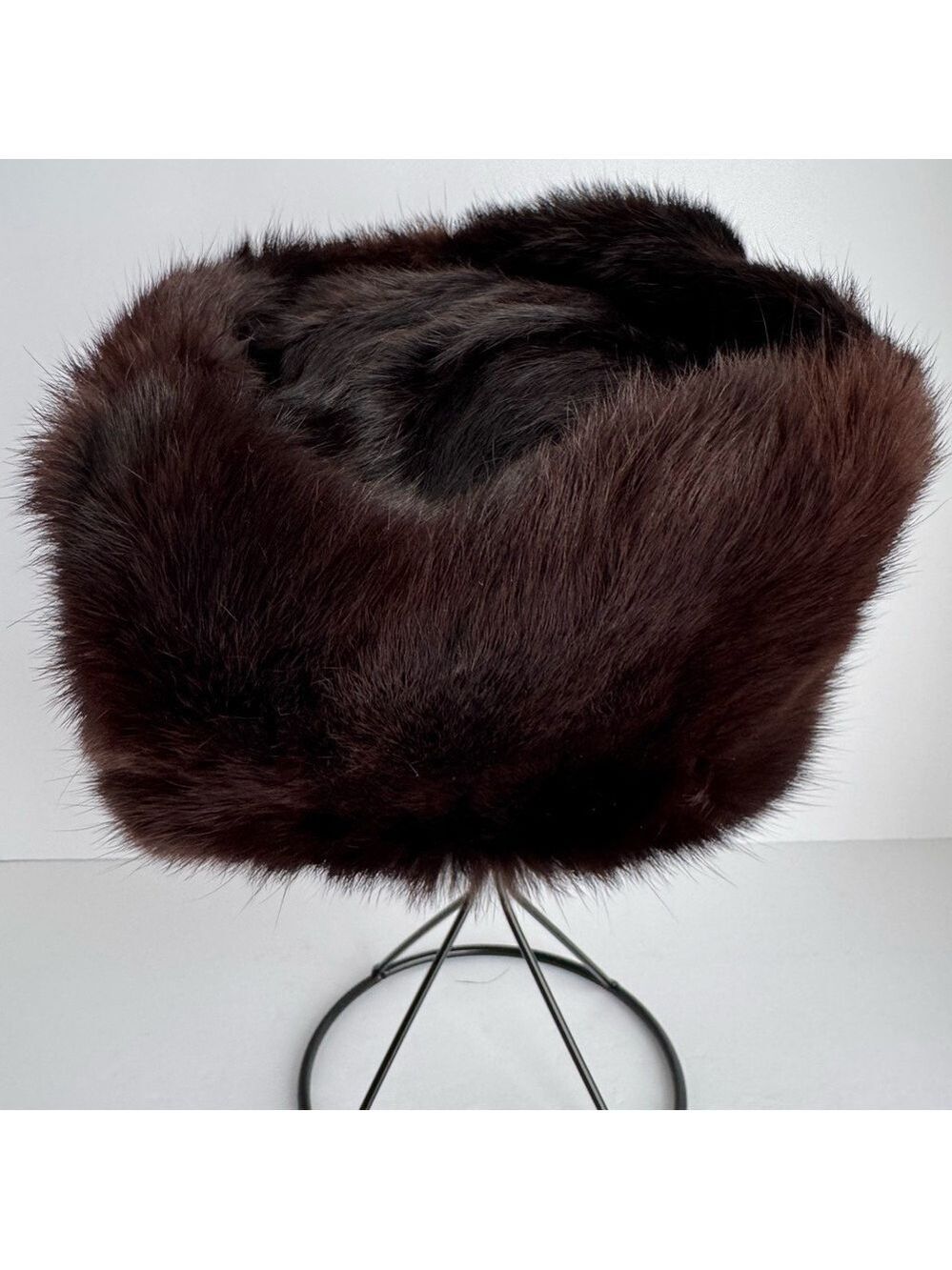 GORGEOUS Vintage Genuine Mink Fur Hat Brown Luxurious Warm Soft Pill Finland EUC